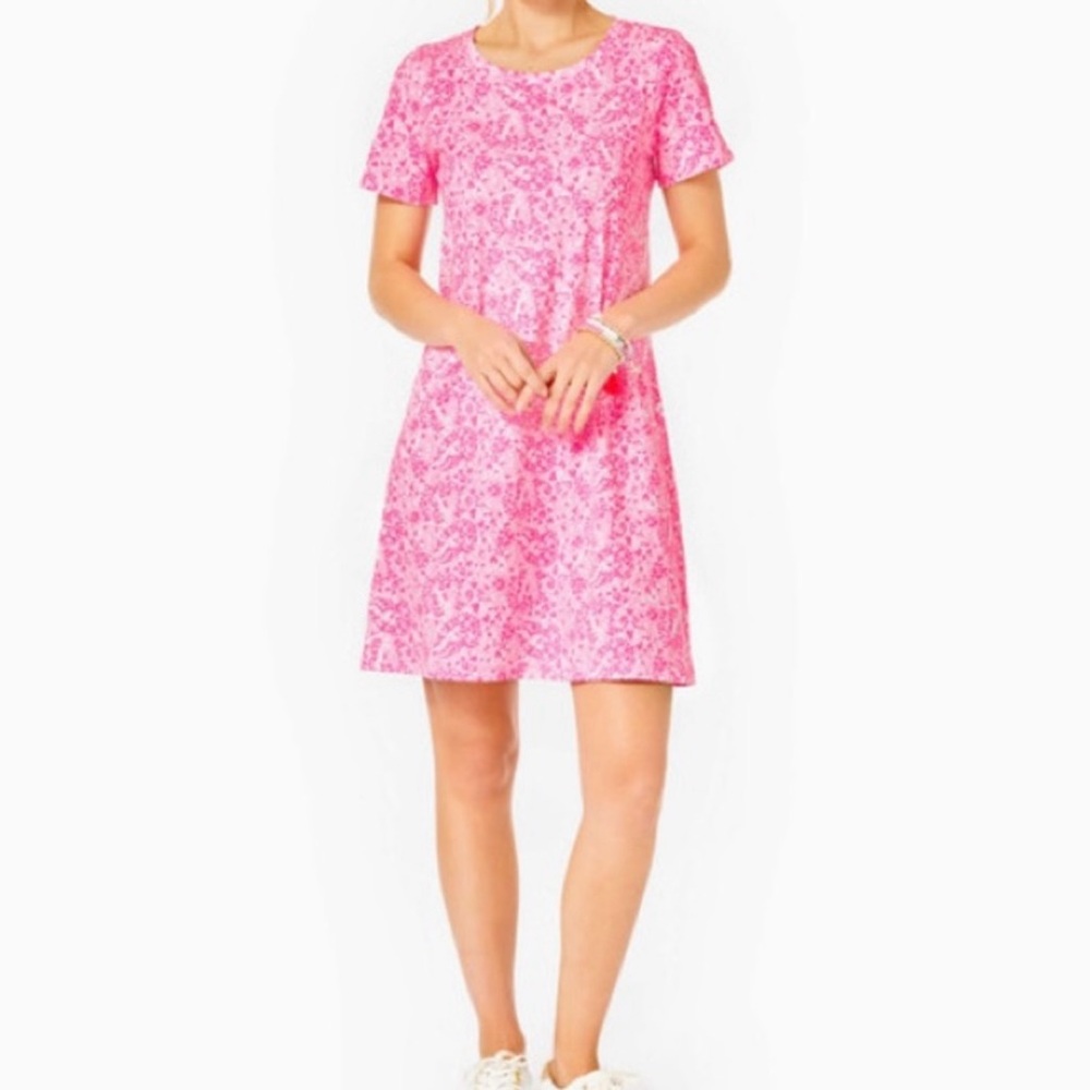 Lilly Pulitzer Cody Short Sleeve Dress NWT Small Pink Shandy Invest a Gator